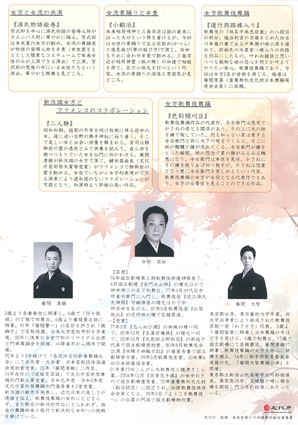 「舞踊・女方の会 女方表現と女流表現」のチラシ 裏