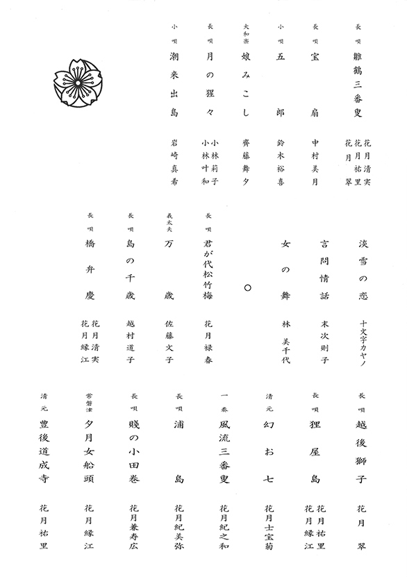 「創流100周年記念 花月会」のチラシ 裏