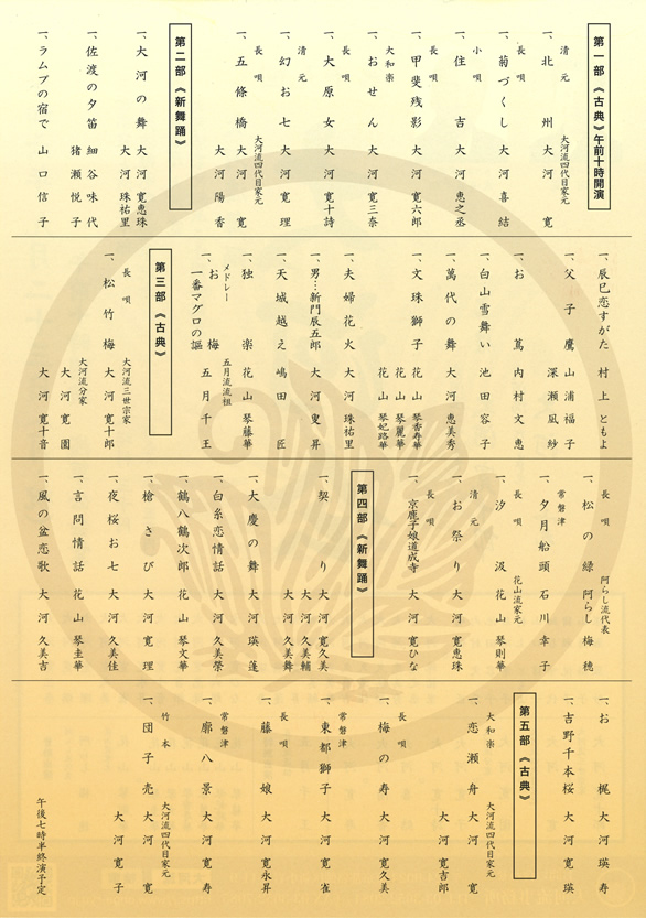 「第十九回 大河会」のチラシ 裏